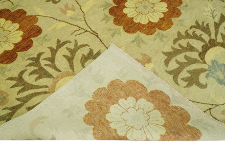 Antique Turkish Floral 8x10, 6x9, 4x6 and 2.6x10 Hand Knotted Beige, Olive and Rust Floral Persian Rug | AC5