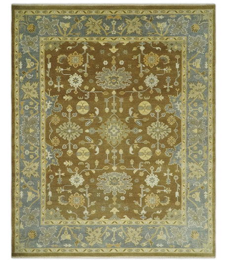 Antique Turkish Oushak 8x10 Hand Knotted Brown and Gray Persian Rug | AC23810