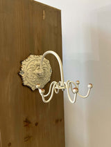 Antique White Wall Hook with Ornate Medallion Backplate-Wall Hook-Parc Decor
