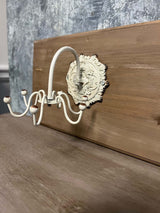 Antique White Wall Hook with Ornate Medallion Backplate-Wall Hook-Parc Decor