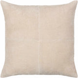 Aqil Beige Corduroy Patchwork Accent Pillow-Throw Pillows-Parc Decor