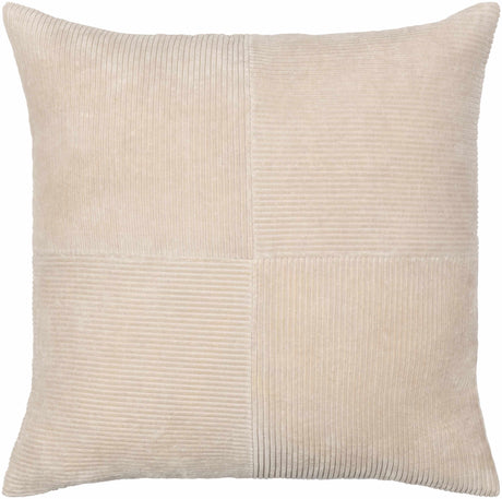 Aqil Beige Corduroy Patchwork Accent Pillow-Throw Pillows-Parc Decor