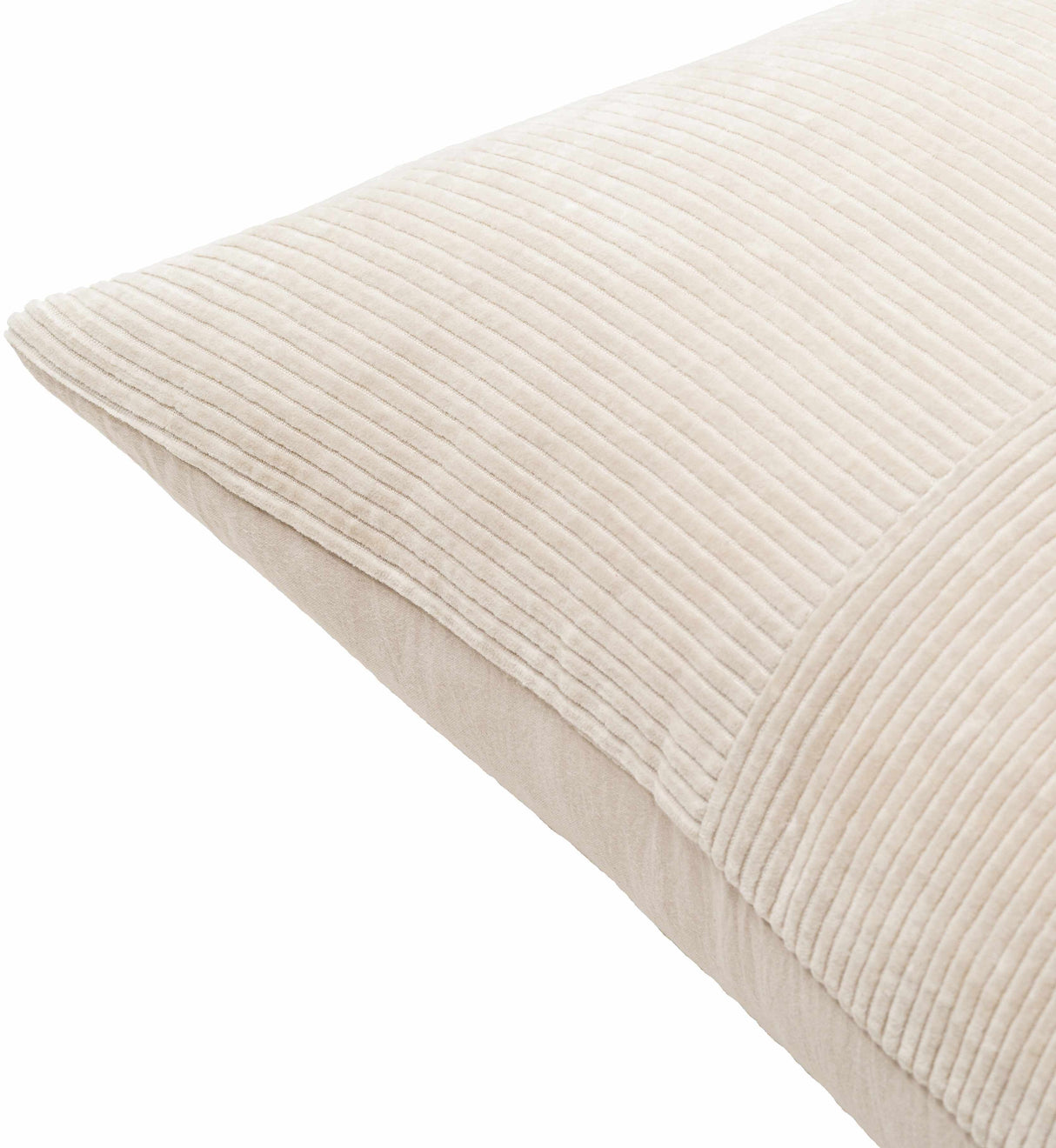Aqil Beige Corduroy Patchwork Accent Pillow-Throw Pillows-Parc Decor