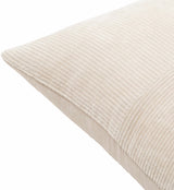 Aqil Beige Corduroy Patchwork Accent Pillow-Throw Pillows-Parc Decor