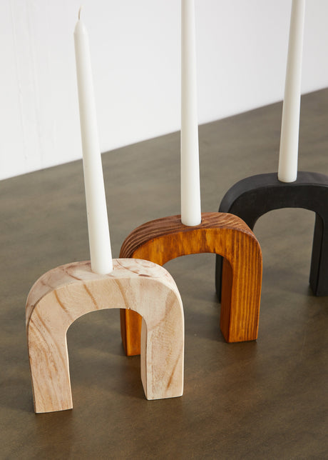 Arch Wooden Taper Candlestick Holder-Décor Collection-Parc Decor