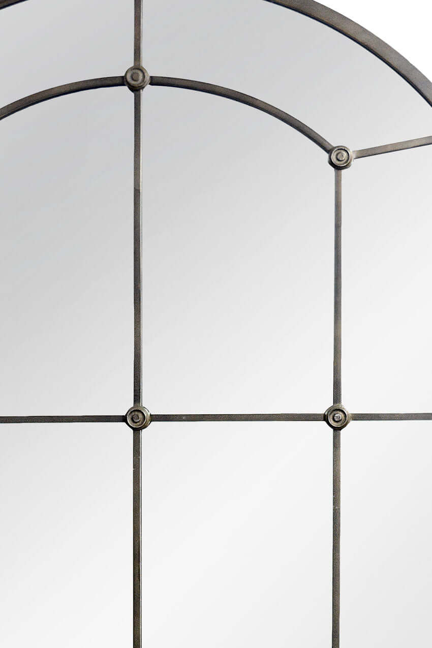 Arched Industrial Grid Wall Mirror-Mirror-Parc Decor