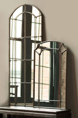 Arched Industrial Grid Wall Mirror-Mirror-Parc Decor