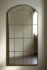Arched Industrial Grid Wall Mirror-Mirror-Parc Decor