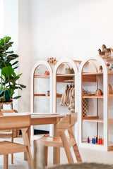 Arched Shelf (White + Natural) – 4-Tier Open Storage