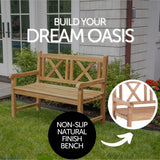 Åre 2 Person Natural Teak Outdoor Patio and Garden Bench