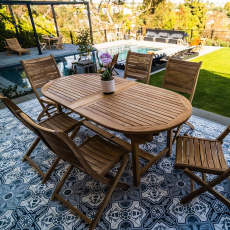 Åre Adjustable Natural Teak Outdoor Dining Table-Parc Decor