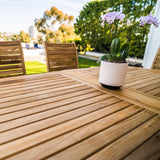 Åre Adjustable Natural Teak Outdoor Dining Table-Dining Table-Parc Decor