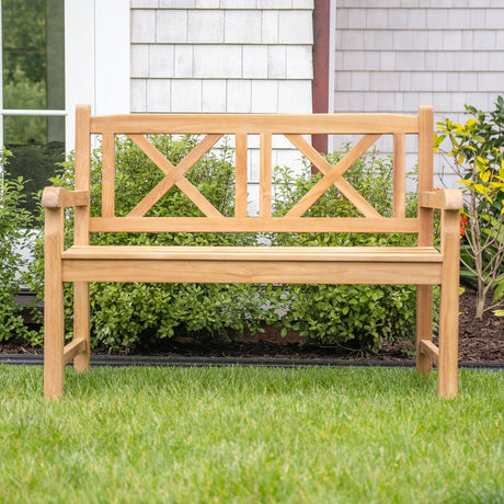 Åre Natural Teak Outdoor Patio and Garden Bench-Parc Decor
