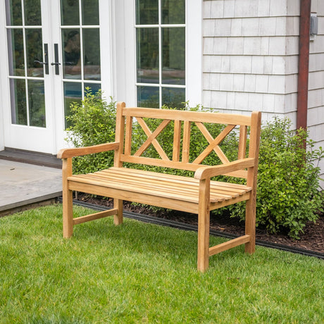 Åre Natural Teak Outdoor Patio and Garden Bench-Parc Decor
