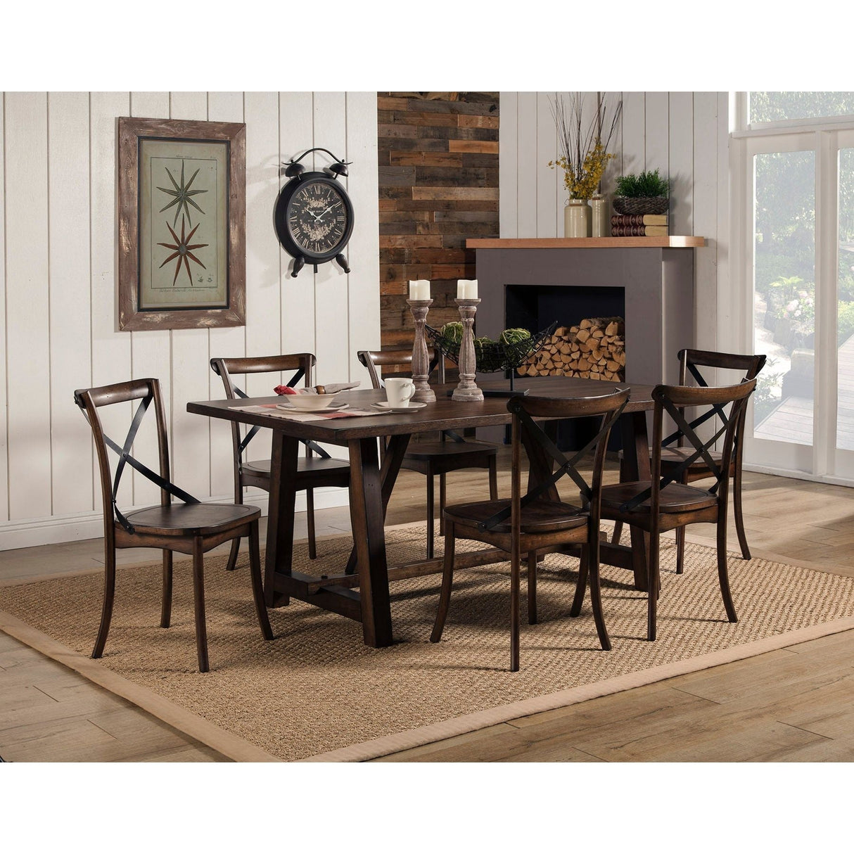 Arendal Trestle Dining Table, Burnished Dark Oak-Dining Tables-Parc Decor