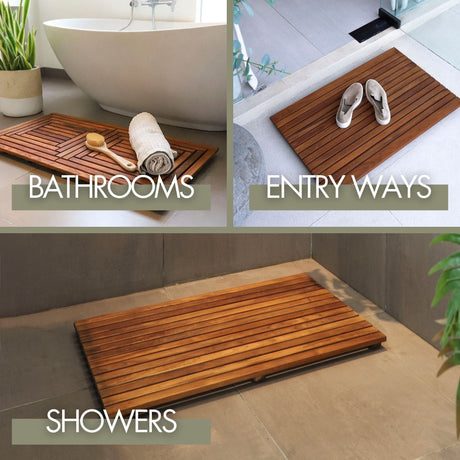 Aromi Oiled Teak Shower and Bath Mat 31.4″ x 19.6″