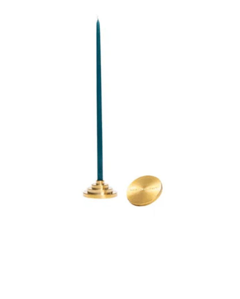 Art Deco Brass Candle Holder, Large Gold-Candles and Candle Accessories-Parc Decor