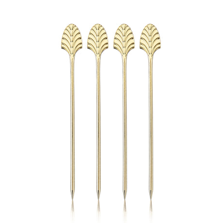 Art Deco Cocktail Picks in Gold Set of 4-product_type::metal_cocktail_picks-Parc Decor