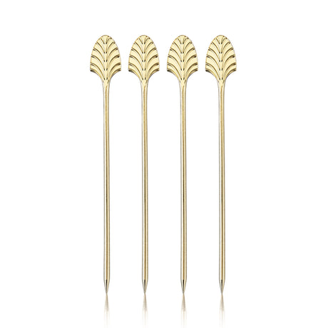 Art Deco Cocktail Picks in Gold Set of 4