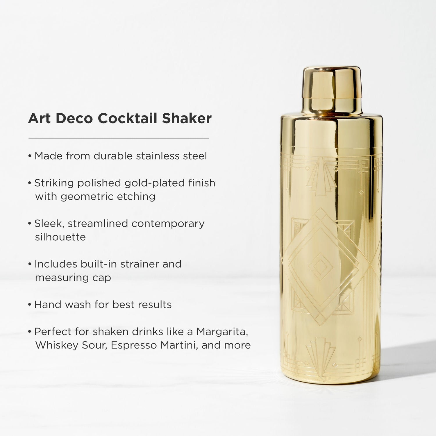 Art Deco Cocktail Shaker in Gold-product_type::shaker-Parc Decor