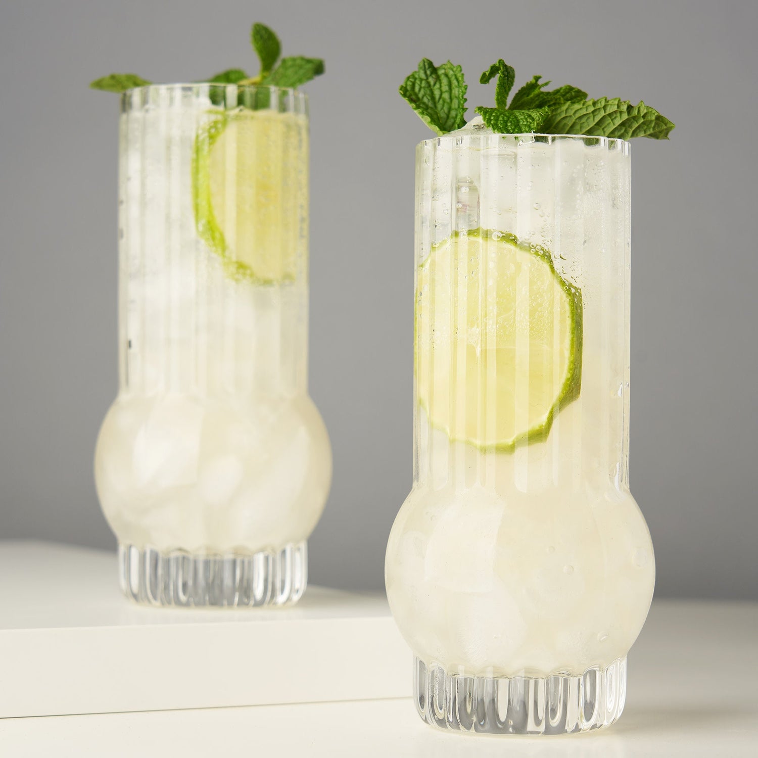 Art Deco Crystal Highball Glasses Set of 2-product_type::stemless_cocktail_glasses-Parc Decor