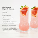 Art Deco Crystal Highball Glasses Set of 2-product_type::stemless_cocktail_glasses-Parc Decor