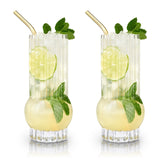 Art Deco Crystal Highball Glasses Set of 2-product_type::stemless_cocktail_glasses-Parc Decor