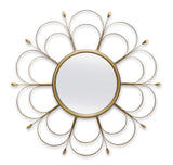 Art Deco Round Flower Wall Mirror in Gold Iron-Mirror-Parc Decor