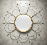 Art Deco Round Flower Wall Mirror in Gold Iron-Mirror-Parc Decor