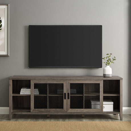Arthur Industrial TV Stand with Sliding Mesh Door-Entertainment-Parc Decor