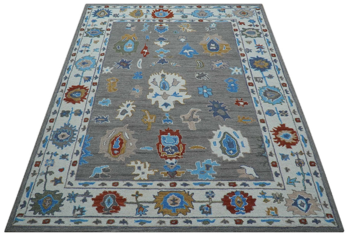 Artic Gray And Ivory Traditional Style Hand Tufted Wool Rug