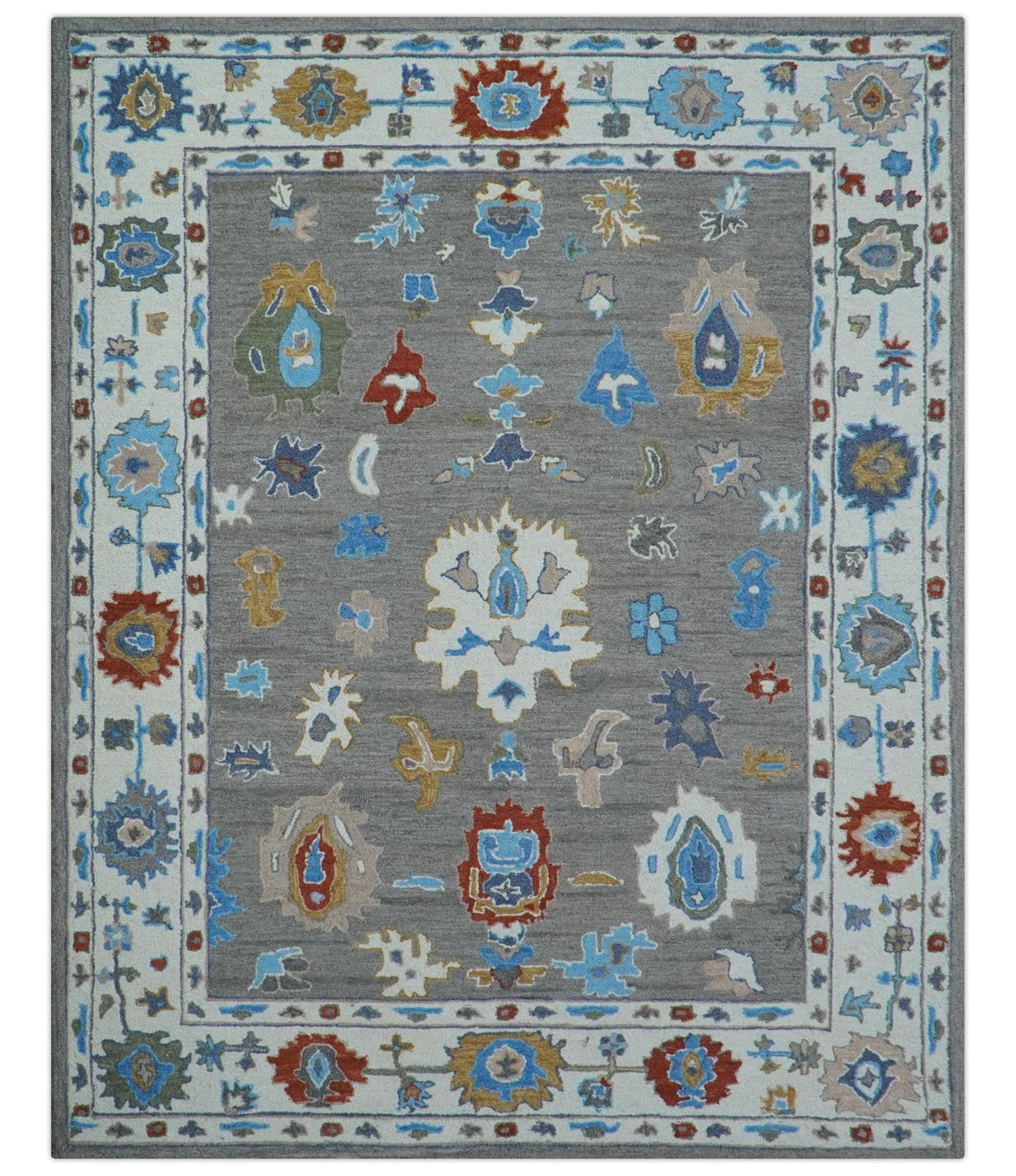 Artic Gray And Ivory Traditional Style Hand Tufted Wool Rug
