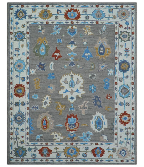 Artic Gray And Ivory Traditional Style Hand Tufted Wool Rug