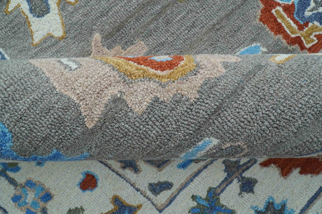 Artic Gray And Ivory Traditional Style Hand Tufted Wool Rug