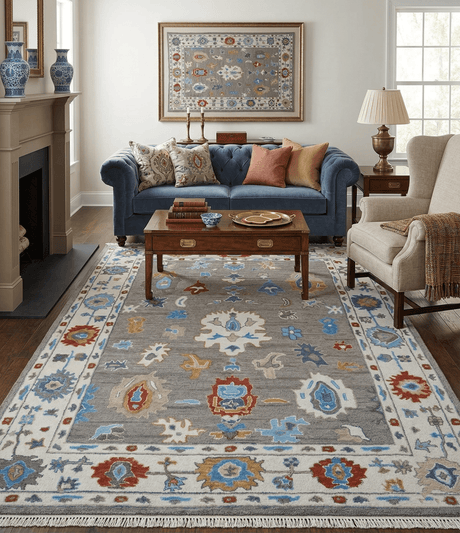 Artic Gray And Ivory Traditional Style Hand Tufted Wool Rug