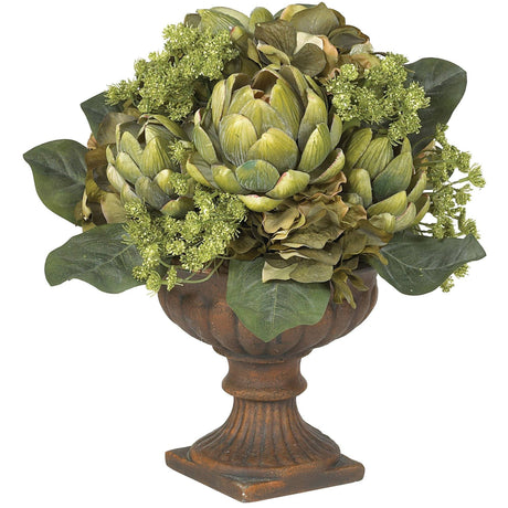 Artichoke Centerpiece Silk Flower Arrangement-Arrangement-Parc Decor