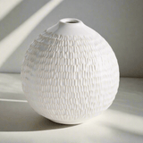 Artisan Vintage-Style White Ceramic Accent Vase-Vase-Parc Decor