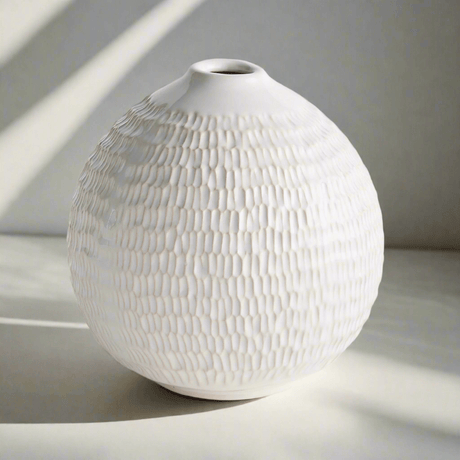 Artisan Vintage-Style White Ceramic Accent Vase-Vase-Parc Decor