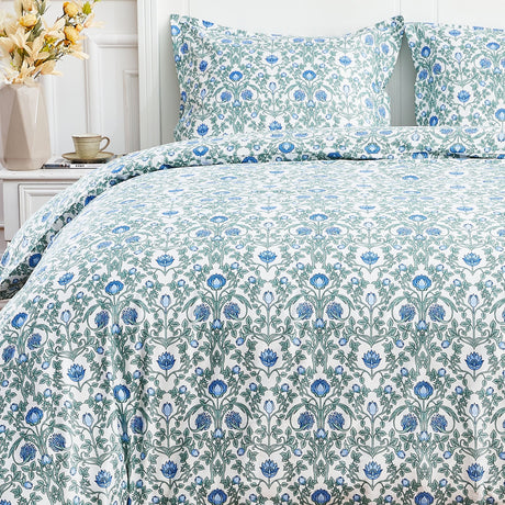 Arts & Crafts Floral Printed Duvet Set-Duvets-Parc Decor