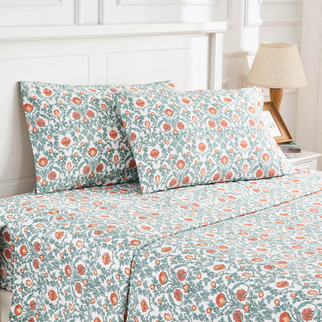 Arts & Crafts Floral Printed Sheet Set-Sheets-Parc Decor