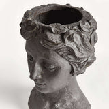 Athena Bust Planter Vessel in Antique Black-Planter-Parc Decor