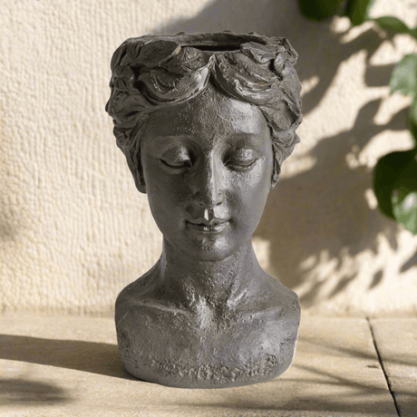 Athena Bust Planter Vessel in Antique Black-Planter-Parc Decor