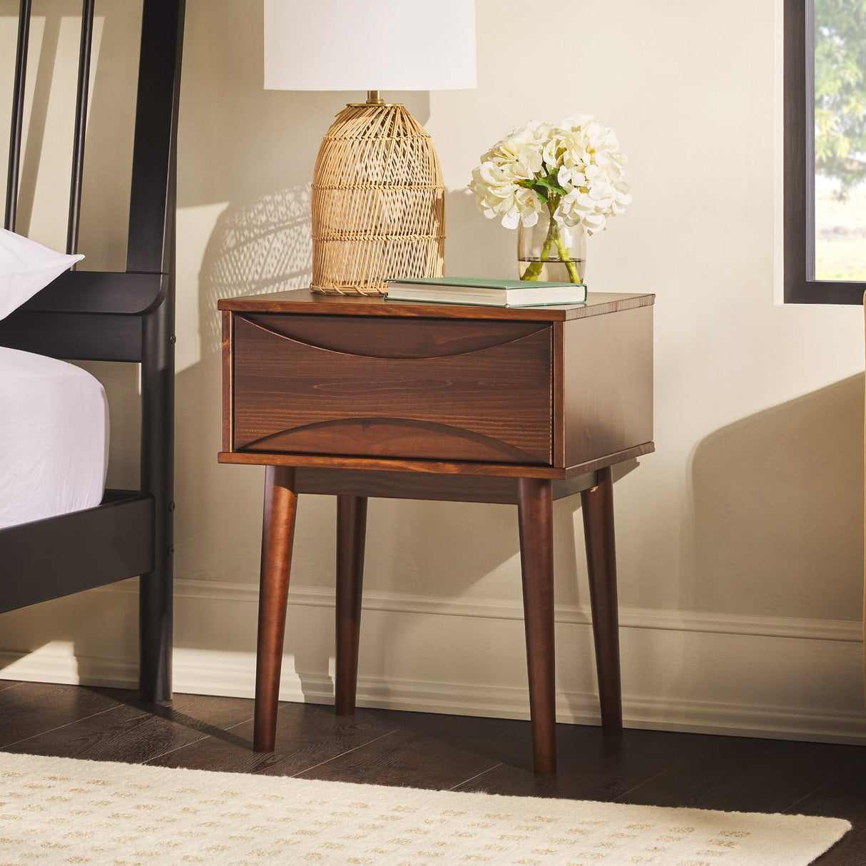 Atticus Solid Wood Mid-Century Modern Nightstand-Bedroom-Parc Decor
