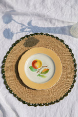 Aura Green edge placemat, Woven raffia tabletop-table top-Parc Decor