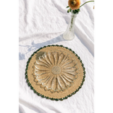 Aura Green edge placemat, Woven raffia tabletop-table top-Parc Decor
