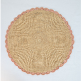 Aura Pink edge placemat, Woven raffia tabletop-table tops-Parc Decor