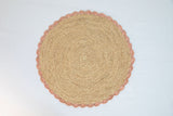 Aura Pink edge placemat, Woven raffia tabletop-table tops-Parc Decor