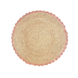 Aura Pink edge placemat, Woven raffia tabletop-table tops-Parc Decor
