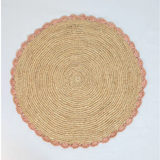 Aura Pink edge placemat, Woven raffia tabletop-table tops-Parc Decor