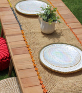 Aura Raffia table Runner, colorful edge tabletop-table tops-Parc Decor